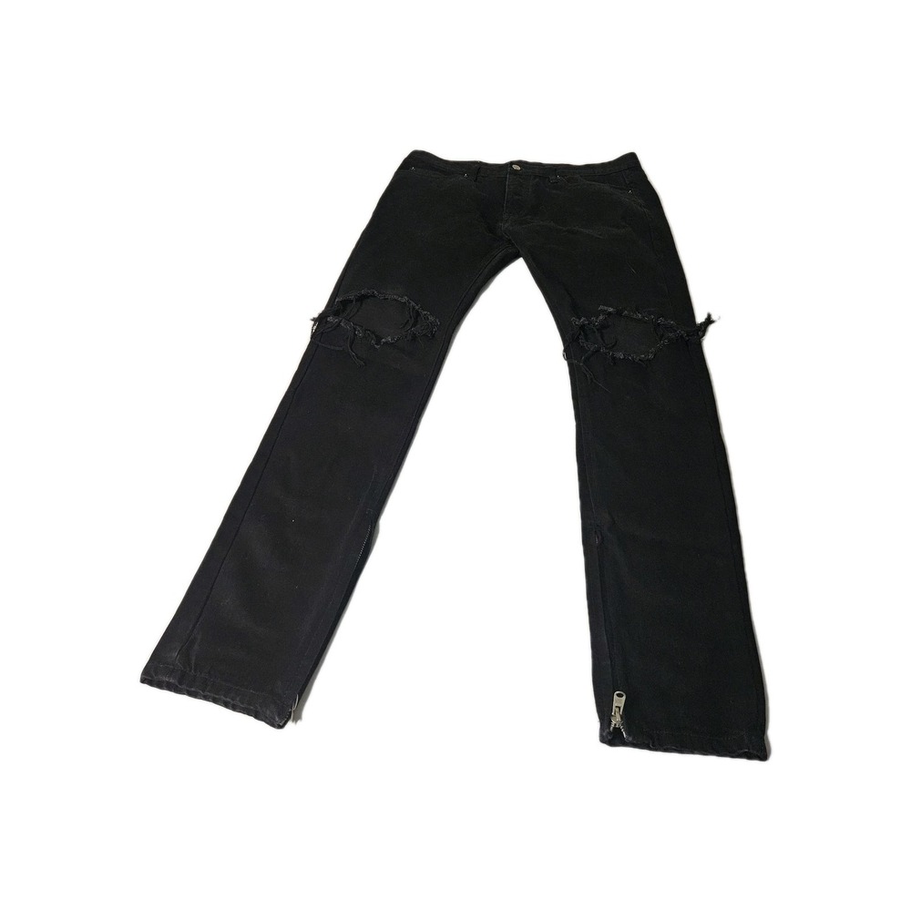 mnml Black Denim Jeans‎ Button Fly Skinny ZIP LEG Hipster Retro 34x34